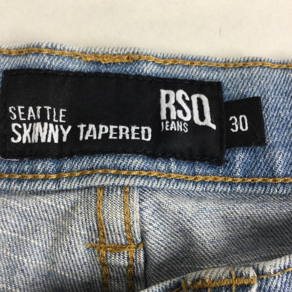 RSQ Mens Seattle Skinny Tapered Distressed Light Wash Blue Jeans Sz 30 - Picture 6 of 9